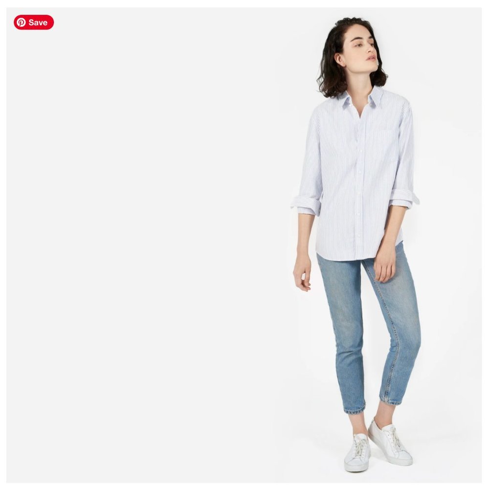 Everlane Blue Striped Oxford